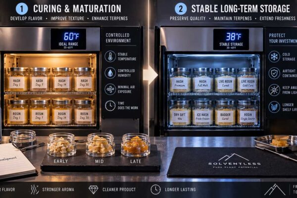 Curing vs storing cannabis concentrates in temperature-controlled equipment