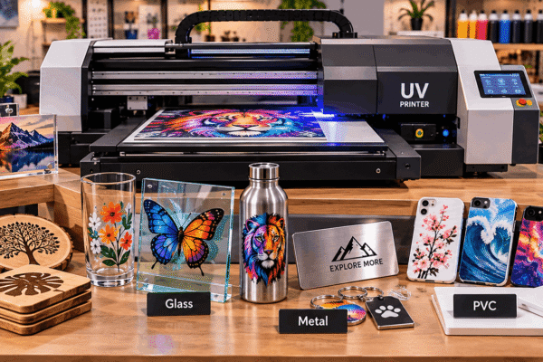 Materiais para impressão UV em acrílico, madeira, vidro e metal