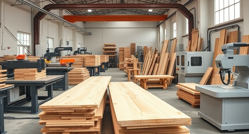 Solid wood furniture manufacturing machines processing timber components